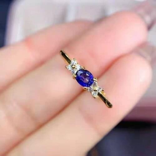 Natural Sapphire S925 Sterling Silver Gem Ring Fine Fashion Wedding Jewelry for Women Free Shipping MeiBaPJFS