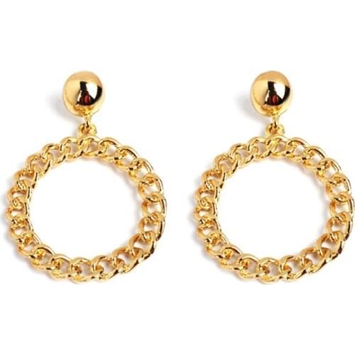 Golden Earrings Fashion punk metal Gold Alloy Big Circle vintage Statement Party Show Drop Earring Brincos