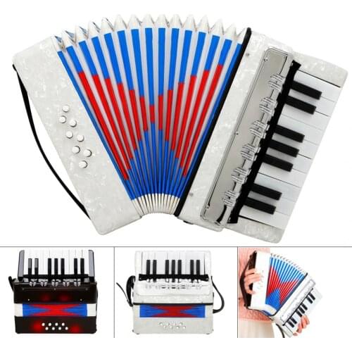 17 Keys 8 Bass Celluloid Accordion Educational Musical Reed Instrument Cadence Band for Both Kids & Adult