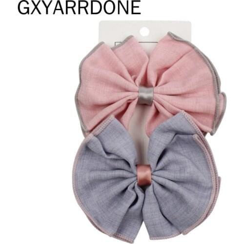 20pcs/lot Flower Hair Clips For Girls Hairpins Cute 4'' Bezel Contrast Hair Bow Baby Boutique Kids Gift DIY Hair Accessories