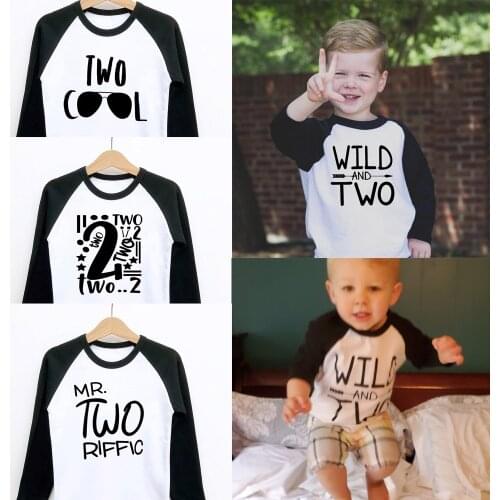 2nd Birthday Shirt Unisex Wild and Two Birthday Shirt 2nd Birthday Boy Girl Party T-shirts Children Tshirts Kids Long Sleeve Tee