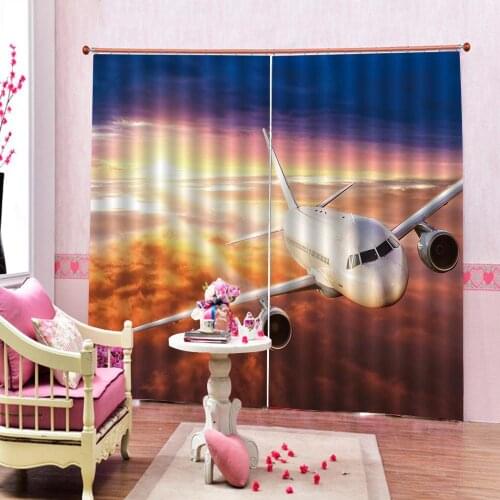 3D Window Curtain fly print Luxury Blackout For Living Room sky cloud curtain