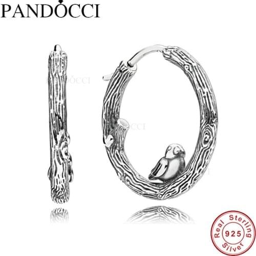 925 Sterling Silver Spring Bird Hoop Earrings For Women Original Jewelry Making Fashion Anniversary Gift QANDOCCI