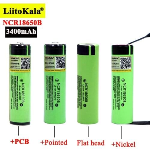 Liitokala New NCR18650B 3400mAh 3.7V Rechargeable Battery For flashlight batteries with PCB DIY Nickel