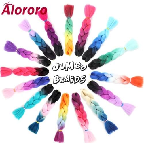 Alororo Pink Blue Synthetic Hair Ombre Braiding Hair 24 Inch Afro Jumbo Braid Hair Braids Extension Wholesale