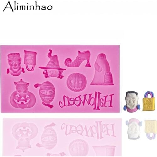 B0004 Halloween pumpkin witch shape Sugarcraft Silicone mold fondant mold cake decorating tools chocolate mold