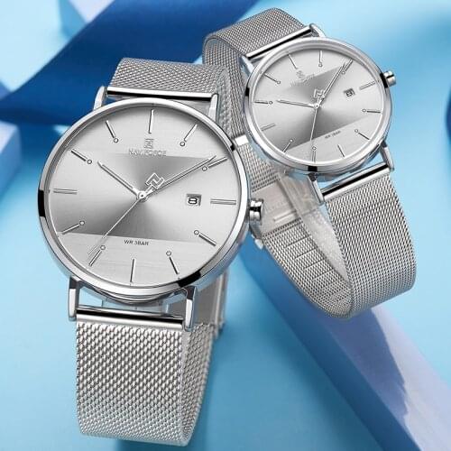 NAVIFORCE Lovers Watch Top Brand Simple Business Men Watches Stainless Steel Women Couple Quartz Wrist Watch Relogio Masculino