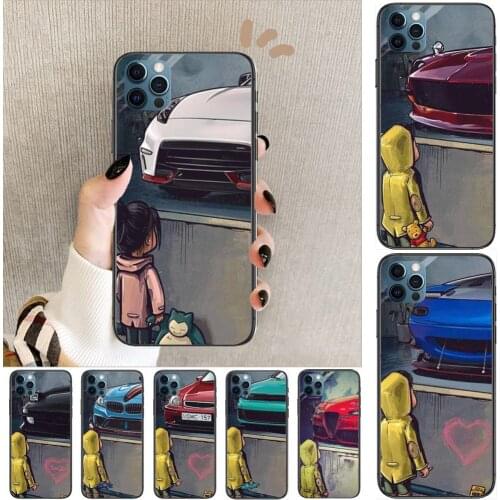 Boy see sports car Jdm drift Phone Cases For iphone 12 Pro Max case 11Pro Max 8PLUS 7PLUS 6S iphone XR X XS mini mobile cell fu