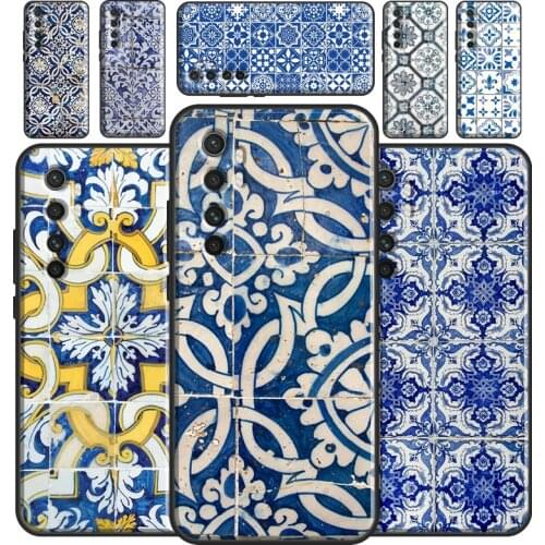 Portuguese Glazed Tiles Phone Case For Xiaomi Mi 11 Lite 9 10 9T 10T Pro POCO X3 M3 Pro F3 Mi 11 Ultra Back Cover