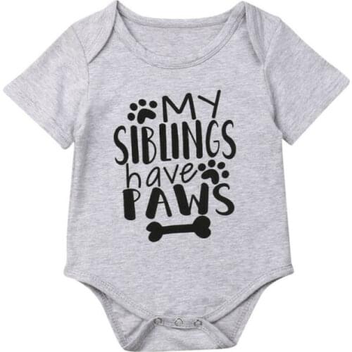 Baby Bodysuit 2020 Top Baby Kids Boy Girl Infant Cotton Bodysuit Short Sleeve Letter Outfit 0-24M