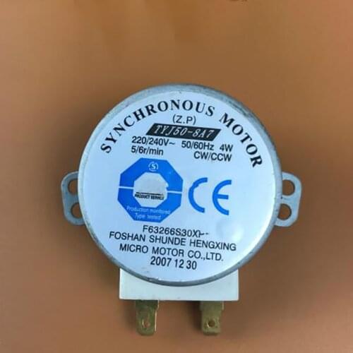 Synchronous Motor TYJ50-8A7 Electric Flat Microwave Oven Stirring Motor 5mm Square Shaft, 220-240VAC 50/60 Hz 4W 5-6RPM CCW/CW
