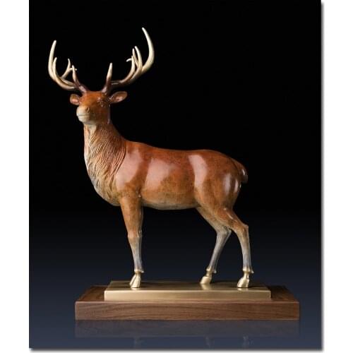 2020 HOT SALE TOP Master level art collection home office ROOM Decor LARGE RETRO Stag Buck ART bronze statue