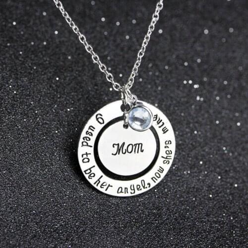 Mom I Used To Be Her Angel Now She Is Mine Trendy Alloy Crystal Pendant Necklace Mom Necklaces and Mother Gift Jewelry