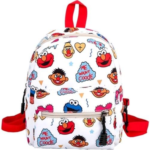 Cute cartoon sesame street backpack kawaii biscuit monster bag ladies childrens bag girl boy child gift