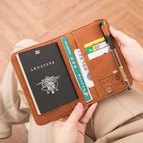 RFID Passport Covers Women Men Vintage Busines Holder Multi Function ID Bank Card PU Leather Wallet Organizer
