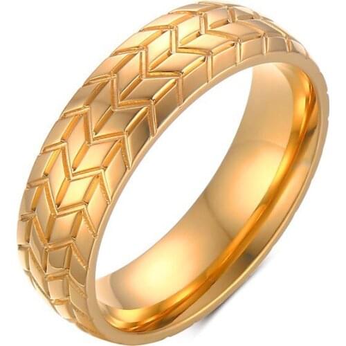 6 MM Fashion Dragonscal Wheel Design 316 L Stainless Steel Ring Gold Silver Geometric Engagement Ring for Men Friend Accessory