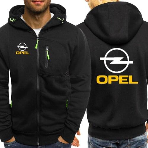 2021 Spring Autumn Opel Printing Mens Hoodies Tracksuit Pocket Hooded Sweatshirt Long Sleeve Zip Slim Coat Male Jackets
