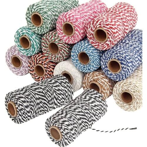 New Sale 1 Roll 100 Metres 2Ply Cotton Bakers Twine String Cord Rope Rustic Country Craft 16 Colors