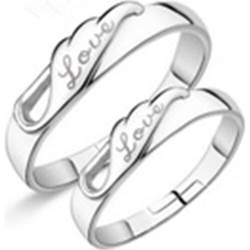 Creative love couple ring opening Korean men and women genuine hand wing ring jewelry (one pair price)