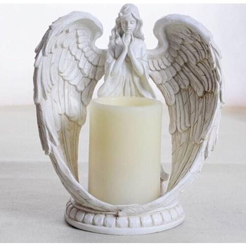 CREATIVE RESIN ANGEL FIGURINES ELECTRONIC CANDLESTICK CRAFTS HOME DECOR ANGEL MINIATURE CANDLE HOLDER ORNAMENTS WEDDING GIFTS