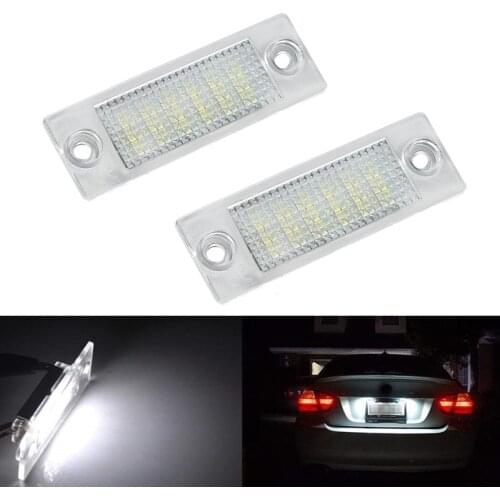 Pair White 18 LED Car LED License Number Plate Lights Lamps For VW Transporter T5 Caddy Touran Golf Jetta Passat Skoda SuperⅠ
