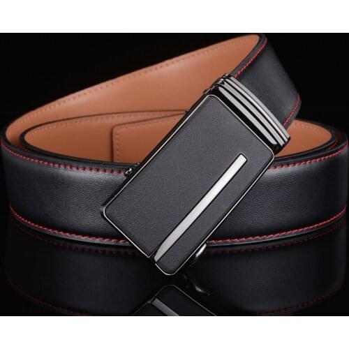 Plyesxale 2020 Automatic Buckle Genuine Leather Belt Men Business Black Belt 3.5cm Width Male Designer Cowskin Belts Luxury G11