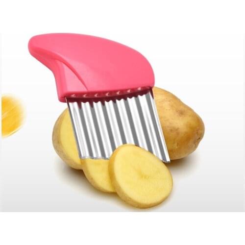 Factory direct stainless steel potato cutter manual household wave knife kitchen gadget French fries slitter