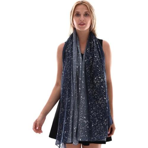 Luxury Designer Hijab Scarf Women Glitter Ombre Long Scarf Female Autumn Gradient Shimmer Womens Scarves Handkerchief Bandana