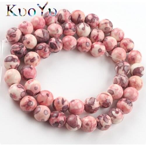 Pink Rain Flower Jaspers Stone Beads Round Loose Spacer Bead For Jewelry Making Diy Ear Bracelet Necklace 15"Inch 4/6/8/10/12mm