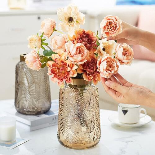 Modern Nordic Transparent Glass Gold Concave Snake Flower Vase Living Room Flower Arrangement Hydroponic Vase Decoration