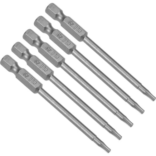 UXCEL 5PCS 100/50/75mm Long 1/4" Hex Shank T10/15/6/20/25/27/5/8/9 Magnetic Torx Head Screwdriver Bits ,S2, DIY Replace Tools
