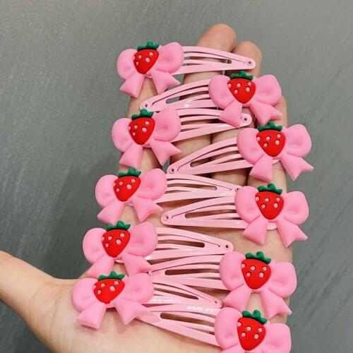 10PCS/Set Girls Cute Cartoon Strawberry Bow-knot Hair Clips Kids Lovely Hairpins Headband Barrettes Fashion Hair Accessories