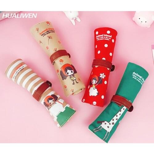 Pen curtain roll pen bag insert pen bag girls simple pencil bag childrens Boys large capacity cute multi-functional creative