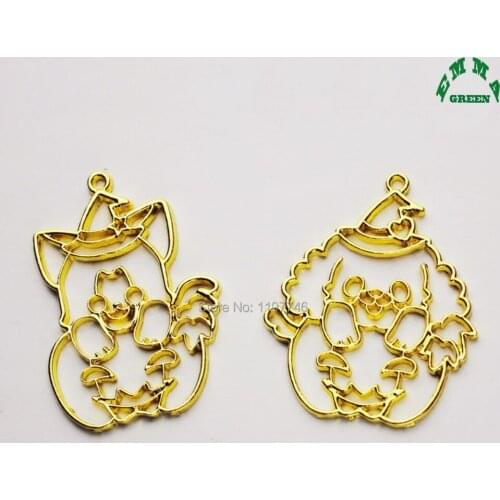 Gold Halloween Charm Cute Hollow Mold Pumpkin t Metal Pendants Charms Accessories for Jewelry Making Handmade Finding 20pcs 48mm