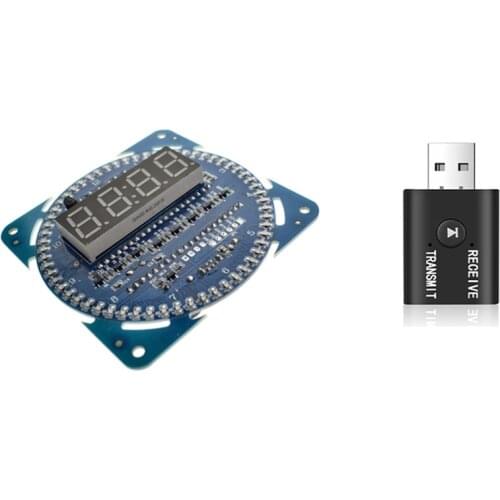 1Pcs LED Electronic Digital Clock Module DS1302 Rotation & 1 Pcs Bluetooth 5.0 USB Adapter Transmitter Receiver