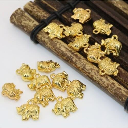 11*11mm lovely elephant shape accessories spacers beads gold-color pendant 10pcs wholesale jewelry findings B2561