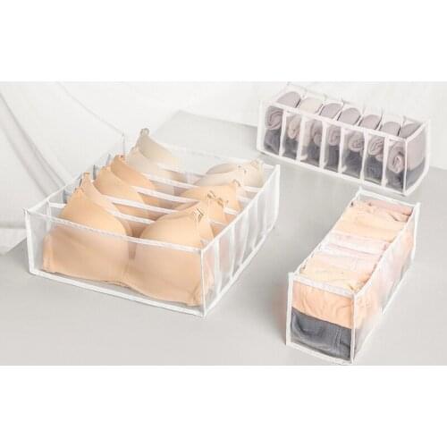 3pcs set Underwear Storage Box Compartment- Foldable Underwear Storage Box with Compartments Nylon Divider Box Socks