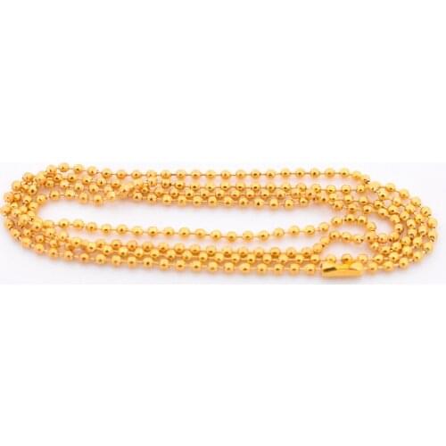 5pcs/lot 3 Sizes Full Length 70cm(27.5 inch) Gold Color Plated Ball Beads Chain Necklace Bead Connector