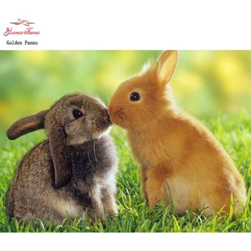 5D DIY Diamond Painting Full Display animal two rabbit Diamond Embroidery Full Square Mosaic Picture Of Rhinestone Decor