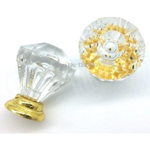 6pcs Acrylic Cabinet Drawer Knobs Golden Handle Furniture Hardware Kitchen Cabinet Knobs Wardrobe Closet Pulls Rongjing