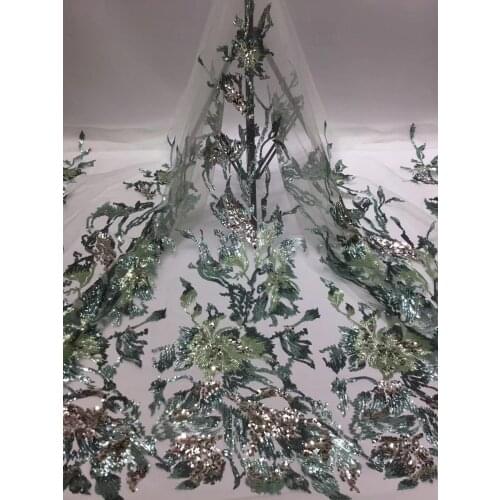 African sequin lace fabric 2020 high quality Nigerian lace fabric mesh lace French sequin lace fabric dress T3571