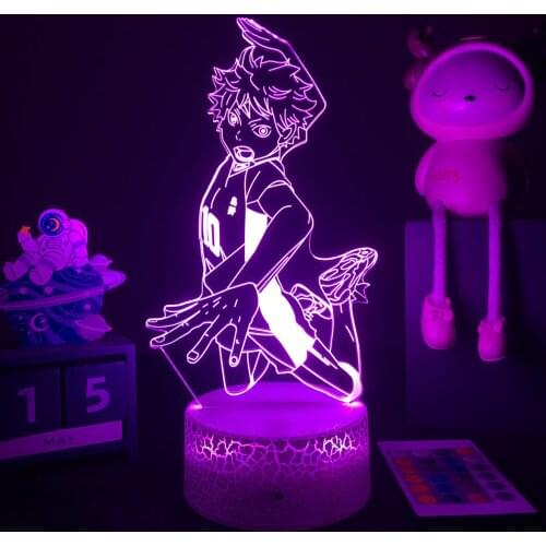 Acrylic Led Night Light Anime Haikyuu Shoyo Hinata Figure for Home Room Decor Light Child Gift Haikyuu!! Cool Manga Bedside Lamp