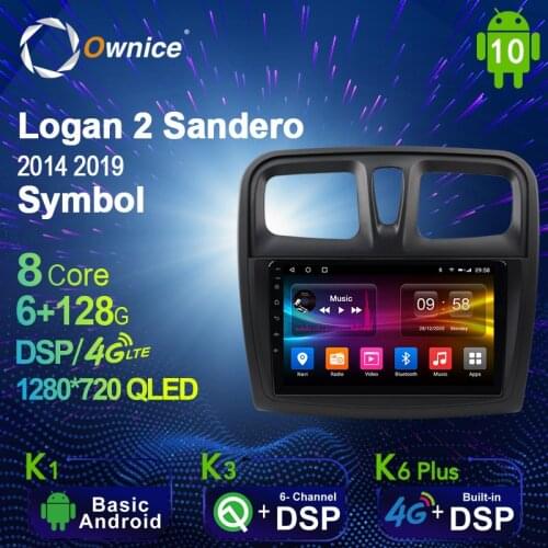 Ownice Autoradio automotive Radio 2 Din for Renault Logan 2 Sandero Symbol Android 10.0 Multimedia 4G LTE 6G Ram 128G Rom