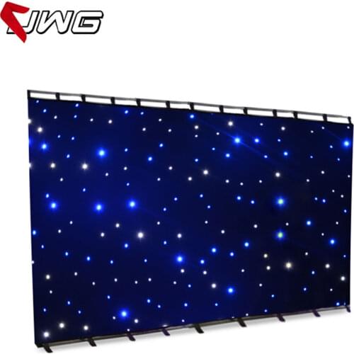 Free Shipping 3Mx5M Led Star Cloth Wedding Backdrop BW Color LED Star Curtain DJ Stage