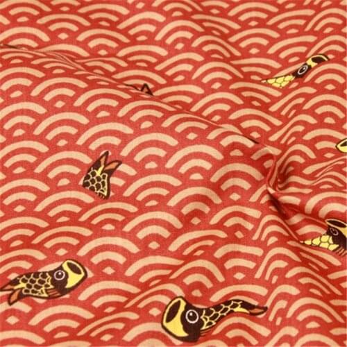 CF830 Fishes and Waves Fabrics Summer Thin Cotton Fabric Chinese Style Dress/Table Cloth/Curtain/Clothes DIY Patchwork Materials