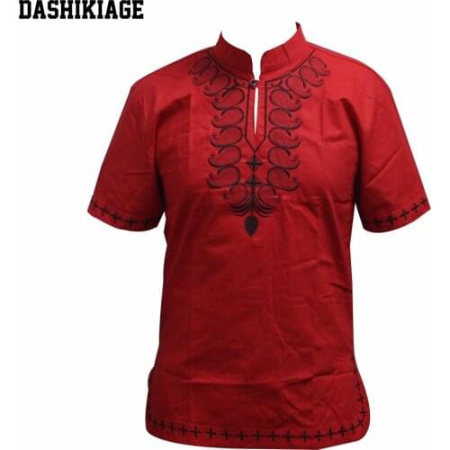 Dashikiage Unisex Cotton Pan-African Embroidered Fashion Dashiki Shirt Traditional Nigerian Native Ankara T-shirt