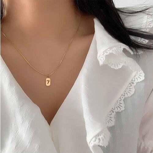 DAVINI Titanium Number Pendant Choker Necklace Golden Snake Chain Necklaces Jewelry For Women Female OL Jewelry MG252