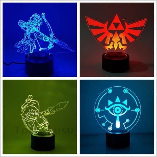 Zelda Anime Figure 3D LED Lamp Breath Of The Wild Home Decor Lampara Game Collection Bedside Decor Lampe Kid Gift Toy Model Doll