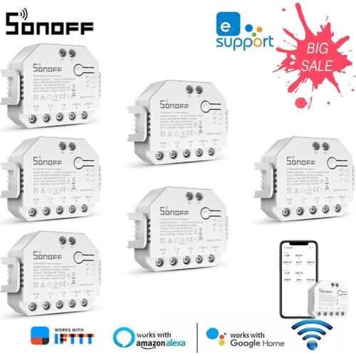 SONOFF DUALR3 DIY Wifi Smart Switch Dual Relay Module 2 Way Control Smart Roller Shades Motor Work With Ewelink Alexa GoogleHome