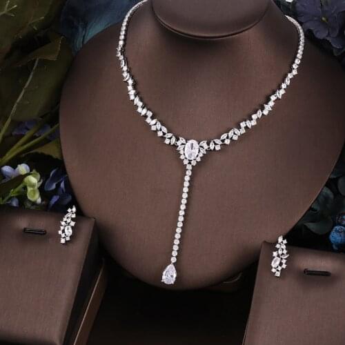 Janekelly 2pcs Bridal Zirconia Full Jewelry Sets For Women Party, Luxury Dubai Nigeria CZ Crystal Wedding Jewelry Sets